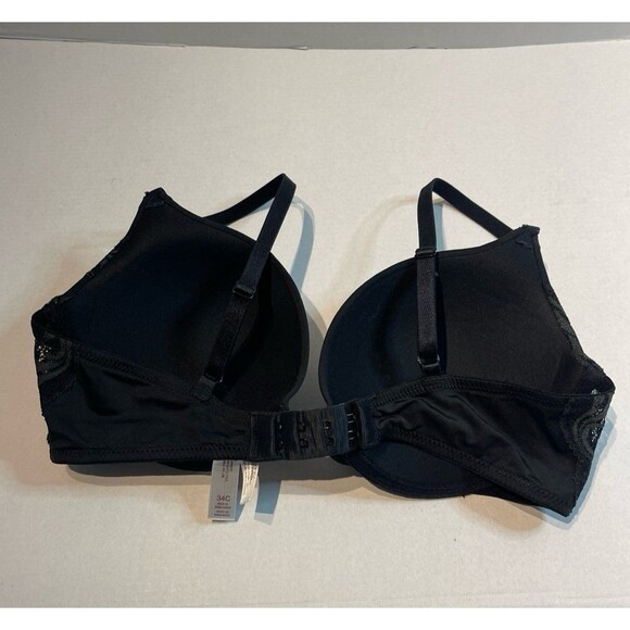 Gilligan & O’Malley Favorite Plunge Push Up Bra Black Size 34C - Picture 2 of 7